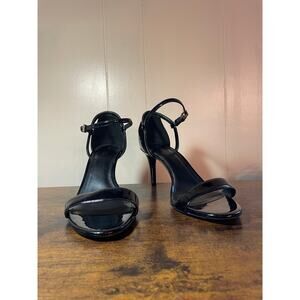 Michael Kors Simone Patent Leather Ankle Strap Stiletto Heel Glossy Black sz 10